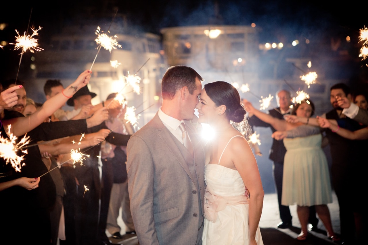 married couple with sparklers - FantaSea Yachts
