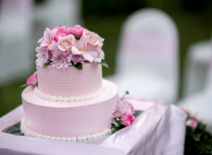 An elegant cake for a wedding on a yacht in Marina del Rey