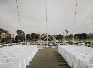 A yacht wedding ceremony before the guests arrive 