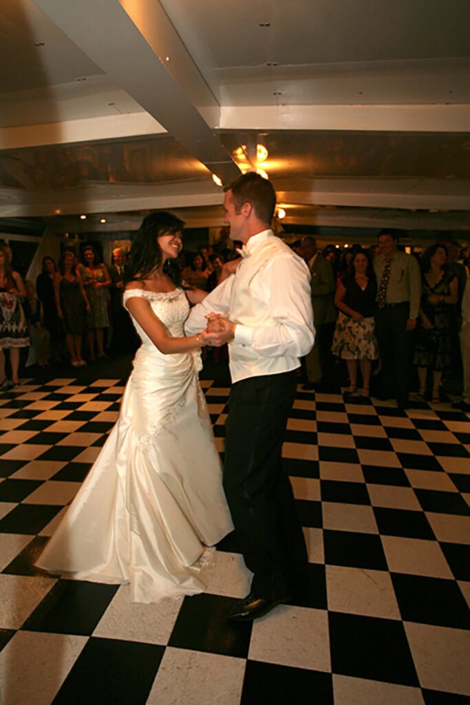 Dancing at a yacht wedding