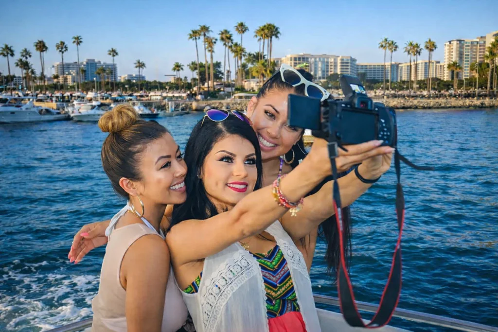 women taking their picture on a FantaSea yacht in Marina del Rey